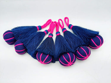 Navy Blue and Fuchsia Pink Pumpkin Tassels, Latkan, Indian Tassels